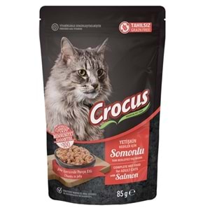 Crocus Pouch Adult Salmon Somonlu Jöleli Tahılsız Yetişkin Kedi Yaş Maması (85 Gr)