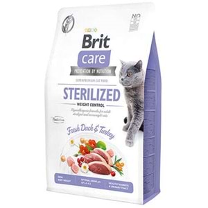 Brit Care Sterilized Weight Control Fresh Duck Turkey Taze Ördek ve Hindi Etli Tahılsız Kısırlaştırılmış Kedi Maması 2 Kg