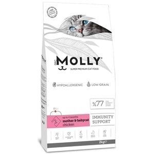 Molly Mother & Babycat Immunity Support Chicken Tavuk Etli Tahılsız Anne ve Yavru Kedi Maması 2 Kg