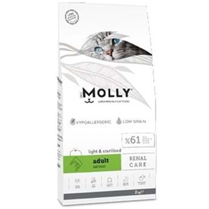 Molly Adult Renal Care Light & Sterilised Salmon Somonlu Kısırlaştırılmış Tahılsız Kedi Maması 2 Kg