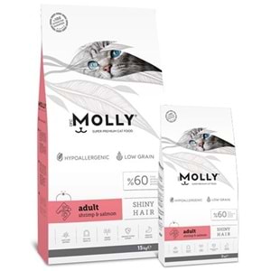 Molly Adult Shiny Hair Shrimp & Salmon Karidesli ve Somonlu Tahılsız Yetişkin Kedi Maması 2 Kg