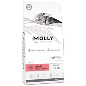 Molly Adult Shiny Hair Shrimp & Salmon Karidesli ve Somonlu Tahılsız Yetişkin Kedi Maması 2 Kg