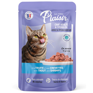 Plaisir Pouch Adult Trout And Shrimps Alabalık ve Karidesli Yetişkin Kedi Yaş Maması 100 Gr