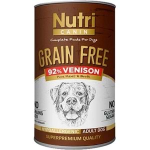 Nutri Canin Adult Grain Free Venison Geyik Etli Tahılsız Yetişkin Köpek Konservesi (400 Gr)