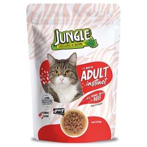 Jungle Pouch Adult Beef Sığır Etli Kedi Yaş Maması 100 Gr