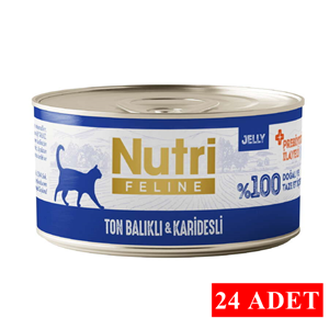 Nutri Feline Tahılsız Jelly Ton Balıklı ve Karidesli Yetişkin Kedi Konservesi 24x70 Gr