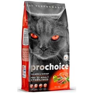 Prochoice Pro33 Sterilised Salmon & Shrimp Kısırlaştırılmış Somon ve Karidesli Kedi Maması 15 Kg