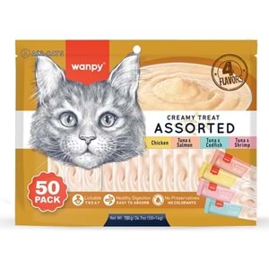 Wanpy Creamy Treat Assorted Karışık 4 Lezzetli Sıvı Kedi Ödülü 50x14 Gr
