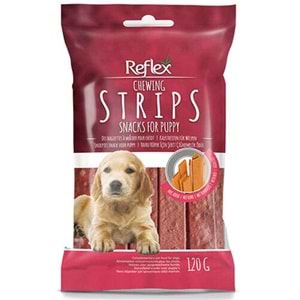 Reflex Chewing Strips Snacks For Puppy Biftekli Şerit Çiğneme Yavru Köpek Ödülü 120 Gr