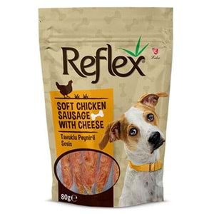 Reflex Soft Chicken Sausage With Cheese Yumuşak Tavuklu Peynirli Sosis Köpek Ödülü 80 Gr