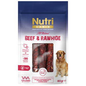 Nutri Canin Beef & Rawhide Sığır Eti Sargılı Kemik Köpek Ödülü 80 Gr