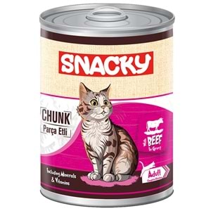 Snacky Adult Chunk With Beef In Gravy Tahılsız Sığır Etli Yetişkin Kedi Konservesi 400 Gr