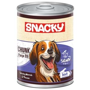 Snacky Adult Chunk With Salmon In Gravy Somon Balıklı Yetişkin Köpek Konservesi 400 Gr