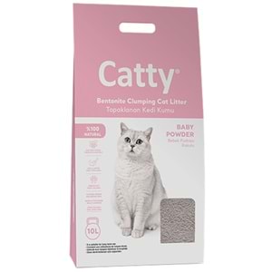 Catty Bentonit Baby Powder Bebek Pudralı Topaklanan İnce Taneli Kedi Kumu 10 Lt