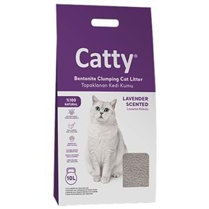 Catty Bentonit Lavander Scented Lavanta Kokulu Topaklanan İnce Taneli Kedi Kumu 10 Lt