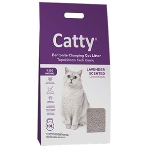 Catty Bentonit Lavander Scented Lavanta Kokulu Topaklanan İnce Taneli Kedi Kumu 10 Lt