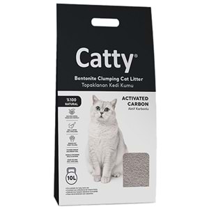 Catty Bentonit Activated Carbon Aktif Karbonlu Topaklanan İnce Taneli Kedi Kumu 10 Lt
