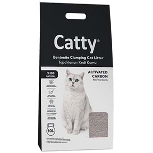 Catty Bentonit Activated Carbon Aktif Karbonlu Topaklanan İnce Taneli Kedi Kumu 10 Lt