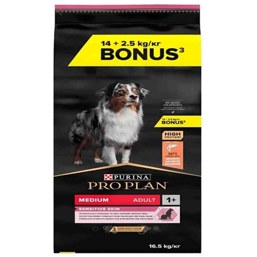 Pro Plan Adult Medium Sensitive Skin Salmon Somonlu Orta Irk Yetişkin Köpek Maması 14+2,5 Kg
