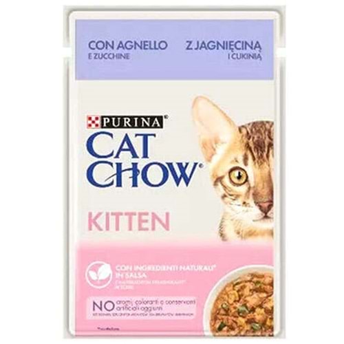 Cat Chow Pouch Kitten Lamb Kuzu Etli Yavru Kedi Yaş Maması (85 Gr)