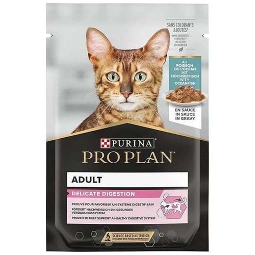 Pro Plan Pouch Adult Delicate Digestion Sos İçinde Okyanus Balıklı Yetişkin Kedi Yaş Maması 85 Gr