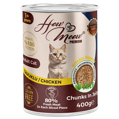 How Meow Adult Chicken Tavuklu Tahılsız Yetişkin Kedi Konservesi 400 Gr