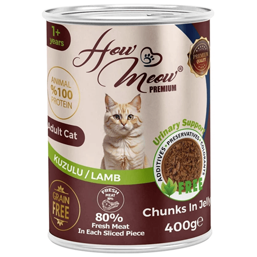 How Meow Adult Lamb Kuzulu Tahılsız Yetişkin Kedi Konservesi 400 Gr