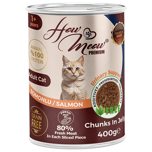 How Meow Adult Salmon Somonlu Tahılsız Yetişkin Kedi Konservesi 400 Gr