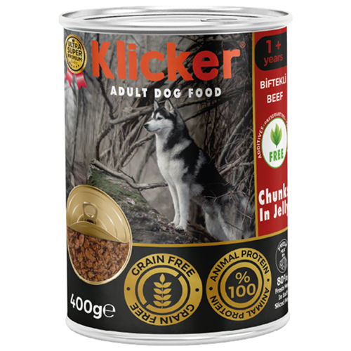 Klicker Adult Beef Biftekli Tahılsız Yetişkin Köpek Konservesi 400 Gr