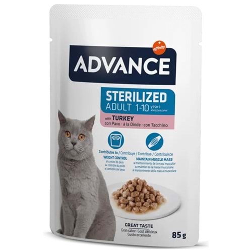 Advance Pouch Sterilised Turkey Hindi Etli Kısırlaştırılmış Kedi Yaş Maması 85 Gr