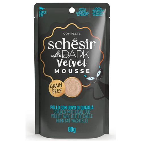 Schesir After Dark Velvet Mousse Tavuk ve Bıldırcın Yumurtalı Tahılsız Kedi Yaş Maması 80 Gr