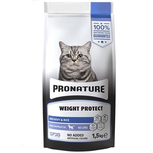 Pronature Weight Protect Adult Cat Sterilised Anchovy & Rice Hamsili ve Pirinçli Kısırlaştırılmış Kedi Maması (1,5 Kg)