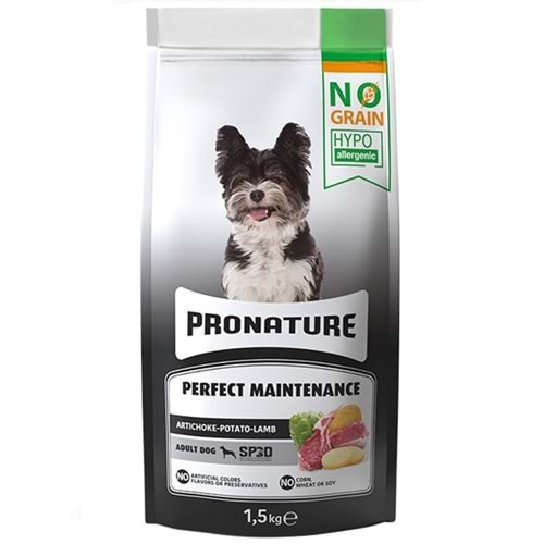 Pronature Perfect Maintenance Adult Dog Artichoke-Potato-Lamb Enginarlı, Patatesli ve Kuzu Etli Tahılsız Yetişkin Köpek Maması (1,5 Kg)