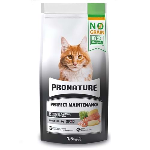 Pronature Perfect Maintenance Adult Cat Artichoke-Salmon/Shrimp-Potato Enginarlı-Somonlu/Karidesli ve Patatesli Tahılsız Kedi Maması (1,5 Kg)