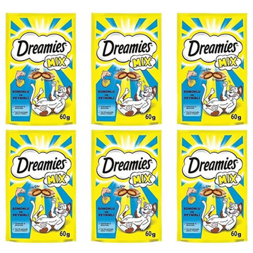 Dreamies Mix Salmon Cheese Somonlu ve Peynirli Kedi Ödül Maması 6x60 Gr