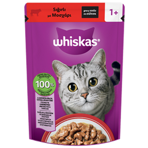 Whiskas Pouch Adult Beef Sos İçinde Sığırlı Yetişkin Kedi Yaş Maması 85 Gr