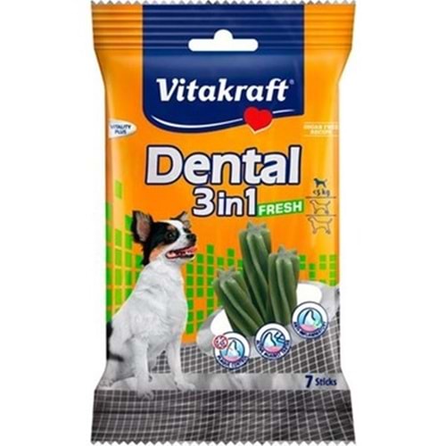 Vitakraft Dental 3 in1 Naneli Diş Bakımı Köpek Ödülü Çubuğu (XS) (7 Adet)