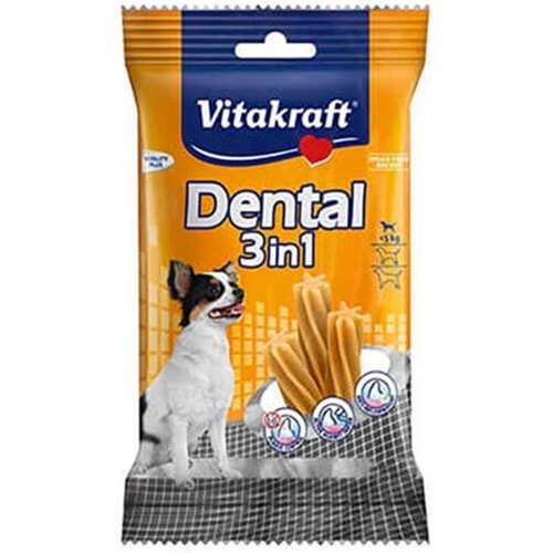 Vitakraft Dental 3 in 1 Mentol ve Çinko Katkılı Köpek Ödülü (XS) (7 Adet)