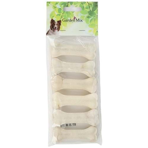 Gardenmix 6'lı Beyaz Deri Pres Kemik Köpek Ödülü 8 Cm
