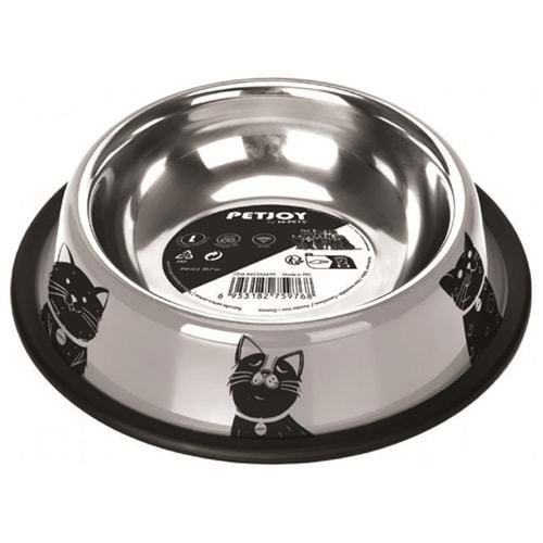 Petjoy Catfamily Çelik Kedi Mama ve Su Kabı 910 Ml