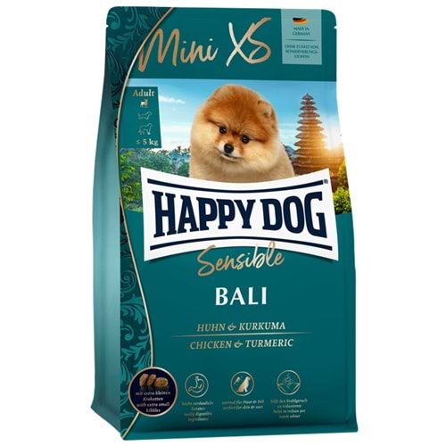 Happy Dog Mini Sensible Bali XS Chicken & Turmeric Tavuk Etli ve Zerdaçallı Tahılsız Küçük Irk Yetişkin Köpek Maması (1,3 Kg)