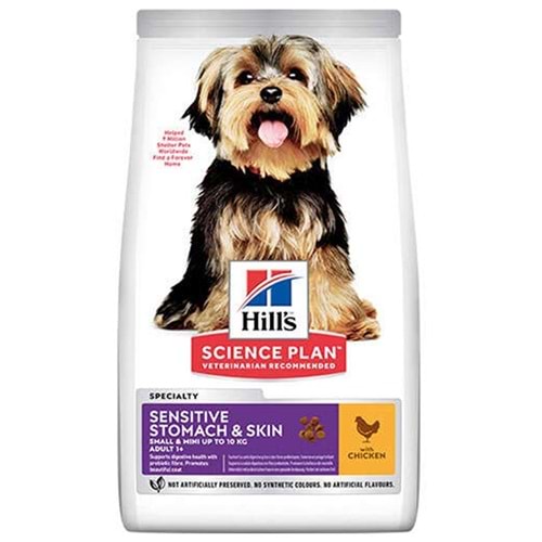 Hills Adult With Chicken Sensitive Stomach & Skin Small & Mini Tavuk Etli Hassas Küçük Irk Yetişkin Köpek Maması 1,5 Kg