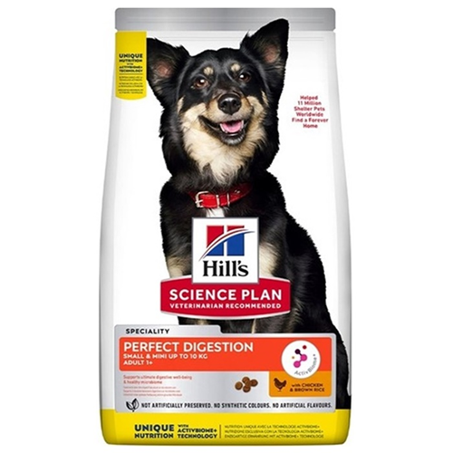 Hills Adult Perfect Digestion With Chicken Brown Rice Small Mini Tavuk Etli ve Pirinçli Küçük Irk Yetişkin Köpek Maması 1,5 Kg