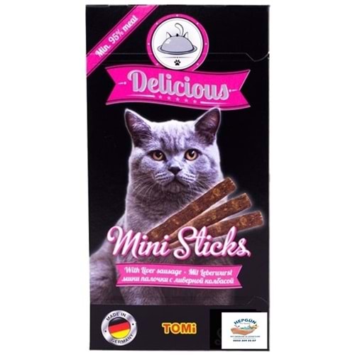 Tomi Delicious Mini Sticks Ciğerli ve Sosisli Kedi Ödül Çubuğu 2 Gr