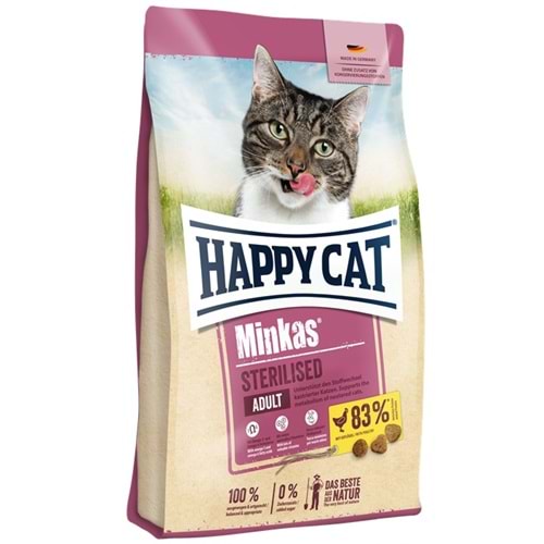Happy Cat Minkas Sterilised Geflügel Kümes Hayvanlı Kısırlaştırılmış Kedi Maması (0,5 Kg)