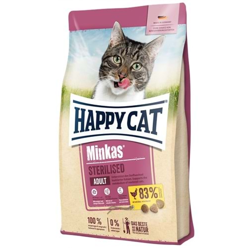 Happy Cat Minkas Sterilised Geflügel Kümes Hayvanlı Kısırlaştırılmış Kedi Maması (10 Kg)