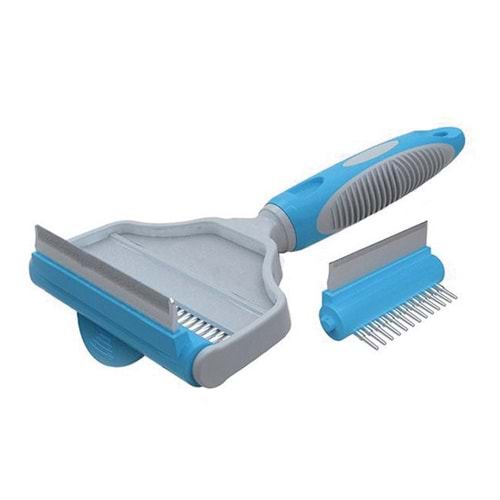 Kudi Kedi ve Köpekler İçin Çift Fonksiyonlu Furminatör Tarak - 76x20 Mm