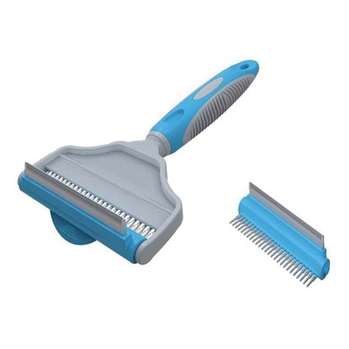 Kudi Kedi ve Köpekler İçin Çift Fonksiyonlu Furminatör Tarak - 100x26 Mm