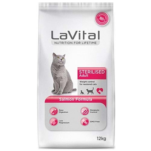 LaVital Sterilised Adult Salmon Formula Kısırlaştırılmış Somonlu Kedi Maması (12 Kg)