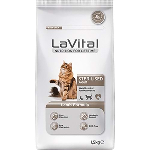 LaVital Sterilised Adult Lamb Formula Kısırlaştırılmış Kuzu Etli Kedi Mamas (1,5 Kg)